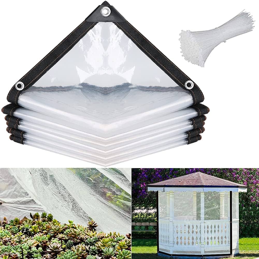 13.12ft x 9.84ft Clear Plastic Tarps Heavy Duty Waterproof